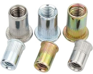 CHATROOM M3 M4 M5 M6 M8 M10 M12 304 Edelstahl Kohlenstoffstahl Aluminium Flachkopf Blindnietmutter Einsatz Nutsert for Schraubenbolzen (Color : Aluminum C, Size : M4(10Pcs))