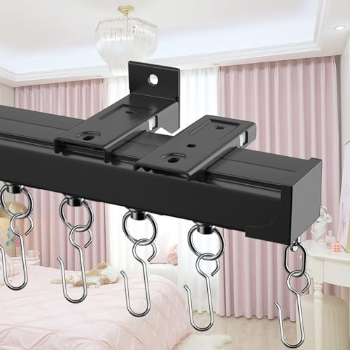 Riel Para Cortinas - Riel De Cortina De Techo - Riel Cortina Pared 50cm 120cm 260cm 460cm 600cm Riel De Aluminio Carga Pesada, Con Ganchos Fácil De Montar, Para Ventanas, Tabiques