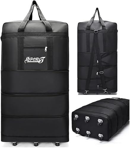 Expandable Extra Large Travel Oxford Duffel Bag with Wheels Waterproof Lightweight Traveling Foldable Suitcase 6 Wheels
