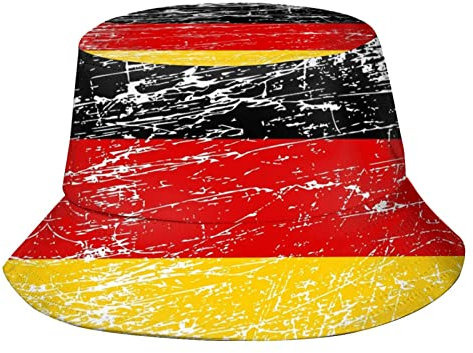 Zltegako Fischerhut mit Deutschland-Flagge, lustiger Strand, Fischerhut, Sonne, breite Krempe, Kappe für Damen, Herren und Teenager, Deutschland-01, One size