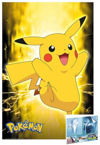 Pokemon – Affisch (Pikachu Neon – Lightning) (storlek: 61 cm x 91,5 cm) (affischer och affischremsor)