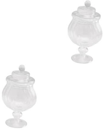 OFFSCH 2pcs Miniature Glass Jar Candy Bottle Jam Lids for Sugar Mini Perfect for Pretend Play Kitchen