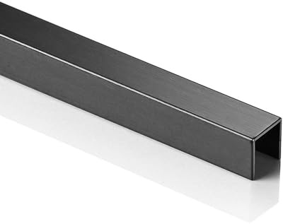 Deko Bordüre U-Zierleiste Fliesenschiene Edelstahl V2A 2,5m 10mm schwarz | Für dekorative Linien und saubere Einfassungen im Fliesenbild, 10mm Profilmaß, 2,5m, V2A Edelstahl, gebürstet, schwarz