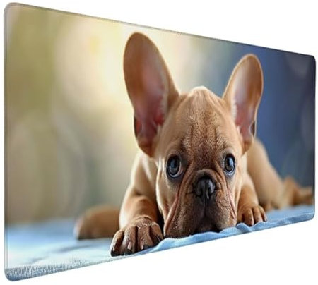 BEIJUYHU Mauspad Gaming Mouse Pad, Mauspad mit Glatter Präzisionsoberfläche und Rutschfester Gummibasis für Laser-/optische Maus 600 x 300 x 3 mm Frankreich Bulldogge 0-5