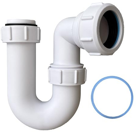 PlumbEZ Multi Swivel P Trap 40mm (1.1/2') with Anti-Slip Ring, Basin Waste Sink Waste Kit, BS EN 274-1:2002 Compliant Basin Trap U Bend, 75mm Trap Seal for Odor Protection