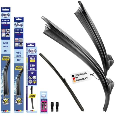 alca® Scheibenwischer Komplettset für VW GOLF VIII Variant | 08.2020 - 08.2026, SUPER FLAT Flachbalkenwischer, extraflaches Design, Flexibel, Nanographitbeschichtung