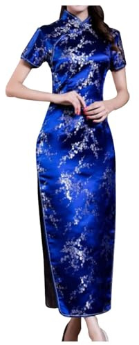 KBOPLEMQ Women's Dress Chinese Sheath Dresses Traditional Women Elegant Cheongsam Collar Sexy Mini Chinese Dress Cheongsam Short Sleeve Qipao Brocade Long Dress Evening Dresses Party Dresses, P Dark
