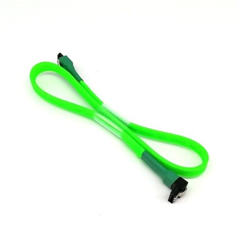ChunLK Cable Sata III de Alta Velocidad con ángulo de 90 Grados SATA 3,0 de Datos de 6GB/s con Funda y pestillo de Bloqueo for Discos Duros(30CM,Green)