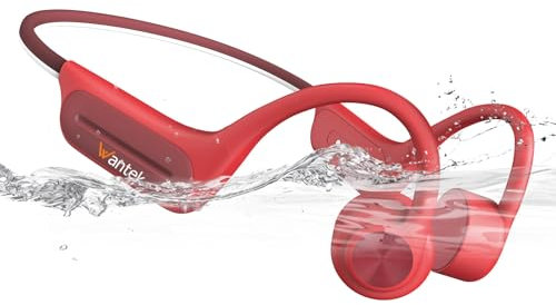 Wantek Casque Conduction Osseuse Open Ear Bluetooth 5.3 sans Fil, Écouteur Natation IP68 Étanche, Mémoire MP3 32G, pour Sport, Natation, Cyclisme, Course à Pied