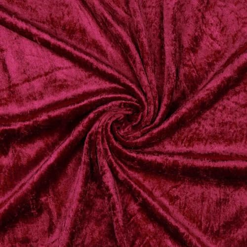 VmG-Store Tissu en velours écrasé - 2 m x 145 cm - À coudre - Pas de mètre - Brillant - En velours extensible - Pour rideaux, scène, costume, robe, vêtements, nappe - Tissu décoratif (008 vin)