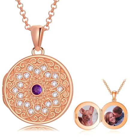 Shusukue Amulett zum öffnen Silber 925 Silber Medaillon zum öffnen für Bilder Alskette Herzkette mit Gravur Foto Amulett Anhänger Herzmedallion