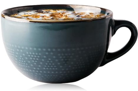 Grande tasse en céramique : tasse à café de 700 ml avec poignée, bol à soupe, tasses à thé, tasse à petit-déjeuner céréales, convient aux desserts au lait, à l'avoine, au micro-ondes (vert foncé)