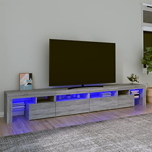 WKIEQACO Centres de divertissement et supports TV, meuble TV avec lumières LED gris Sonoma 260 x 36,5 x 40 cm