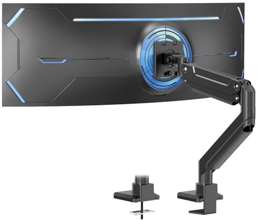 PUTORSEN 17-49 Zoll Monitor Halterung, Max 20 KG, Premium Aluminium Bildschirmhalterung for Flat/Curved Monitor with VESA 75 * 75/100 * 100 mm, Gasfeder Monitr Tischhalterung
