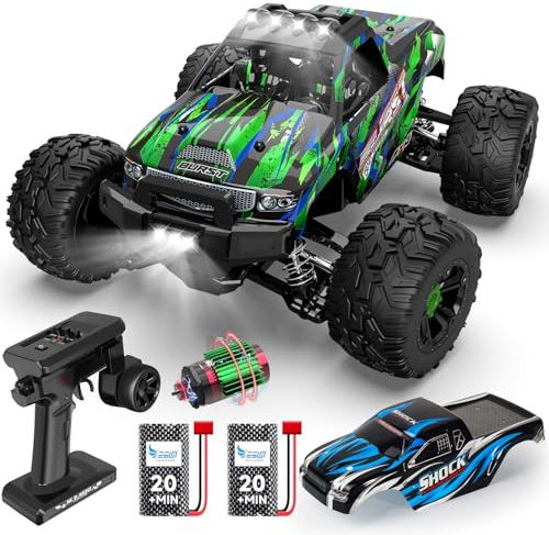 Ferngesteuertes Auto, 1:14 RC Auto Brushless 75+ km/h Offroad, 4WD RC Car Schnelle mit 7 Licht, 2 Akku, 2.4GHz All-Terrain Ferngesteuertes Autos ab 8 10 Jahre Erwachsene