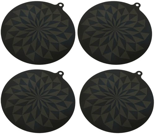 4Pcs Silicone Induction Hob Protector Mat 9.5inch Anti Scratch Pad Thermochromic Induction Cooker Pad Reusable Anti-Slip Induction Cooktop Protective Cover Microwave Mat Table Protector