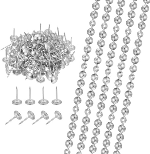 sourcing map Lot de 10 bandes de punaises de tapisserie - 1 m - Garnitures décoratives pour canapé, tête de lit, meubles à faire soi-même avec clous d'ameublement (9,5 mm, argenté)