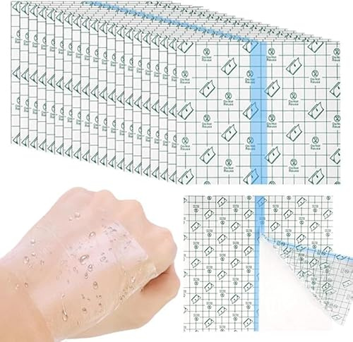100Pcs Bandage Transparent Imperméable,BetterJonny 5 * 5cm Bandage Adhésif Extensible Pansement Tatouage Pansement De Film pour Sport Douches Tatouages