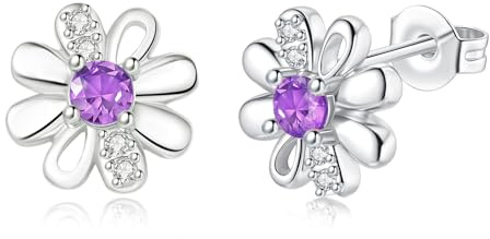 DOA Sterling Silver Daisy Stud Earrings, CZ Flower Stud Earrings, Hypoallergenic Studs Earring Jewellery Gifts For Women Girls