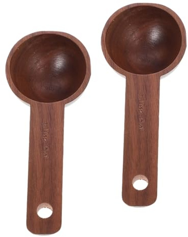 Mipcase 2 Pièces Cuillères à Mesurer Café Bois de Noyer Lot de Cuillères Doseuses Compactes pour Café Moulu Thé Sucre et Épices Ustensile de Cuisine Réutilisable