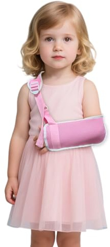 Fascia per braccio traspirante per bambini, stabilizzatore di supporto per lesioni al polso/gomiti/spalle, si adatta perfettamente sia alla mano sinistra che alla destra (rosa, S)