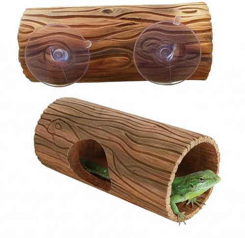 Crested Gecko Accessories, Gecko Hide, Leopard Gecko Accessories, Reptile Hide, Resin Suction Cup Tree Hollow, Natural Design, Easy to Install, Suitable for Various Reptile Enclosures