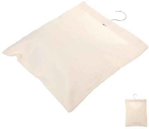 SHINEOFI Hanging Clothespin Bag with Drawstring Closure, Versatile Laundry Peg Storage Organizer for Bathroom and Wardrobe, Khaki Fabric Hanging Storage Bag for Clothes Pins and Small