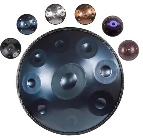 Handpan Drum for Adults Steel Hand Pan Drum 432Hz/440hz 9/10/12 Notes Percussion Instrument in D Minor with Stand Hand Pan Bag Mallets, Handpan 22 Inches Drum Set(Blue,432HZ/12Note)