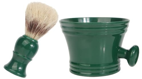 Homoyoyo Kit de Rasage en Poils de Sanglier et Brosse à Barbe en Polystyrène Comprenant Bol à Savonnette Portable pour Créer une Mousse Riche pour Homme à Domicile Voyage