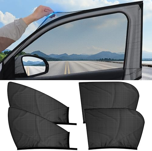 CHENNAN 4 Pezzi Zanzariera auto Protezione Solare Finestrino Laterale Universale Calza Parasole Auto con Protezione dai Raggi UV Zanzariera Ventilata per Finestrini Auto per il Auto (Per SUV)