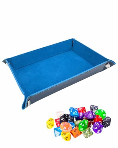 MenYiYDS 1 pieza Bandeja de Dados Plegable Rectangular de Cuero PU, Tablero Dados Plegable para DND RPG Juegos de Mesa(azul)