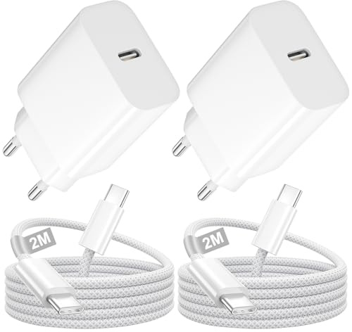 2Pack 25W USB-C-laddare med 60W USB-C-laddningskabel 2m snabbladdningskabel | PD Charger USB-C-nätadapter Apple-adapter snabbladdare för iPhone 17/17 Pro Max/16/16 Pro/15 Pro Max/iPad Air Mini