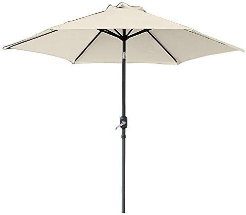 Greenbay 3m Round Parasol 8 Metal Ribs Construction Garden Furniture Parasol Outdoor Umbrella With Winding Crank & Tilt Function (Cream)