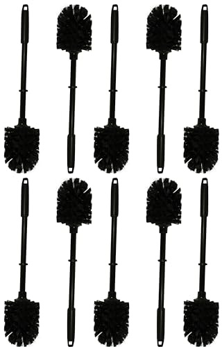 GWS WC Bürste Schwarz 10er Set - Toilettenbürste Ersatzbürste Schwarz Kunststoff Borsten 37cm