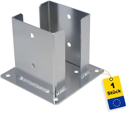 Pfostenträger Aufschrauben - Aufschraubhülse 100x100 - Bodenhülsen für Holzpfosten - Bodenhülse mit Ankerplatte - Anker - Pfostenschuh - Stützenfuß - Holzverbinder