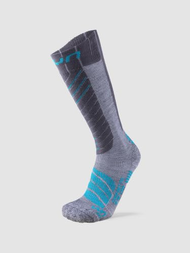 UYN Wintersports Calze Tecniche Da Sci, Adulto, Grigio (Grey/Turquoise), 37/38