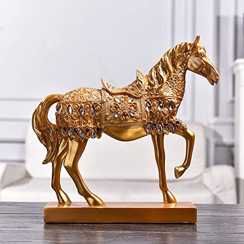 JMAHM Pferdeornamente, Pferde-Skulpturen, Kunstharz, übergroße Dekoration, Handwerk für Zuhause, Wohnzimmer (29 cm, Gold)