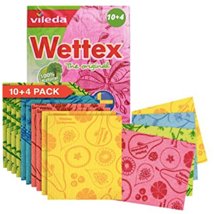 Wettex The Original 14 Pack Swedish Dishcloth for Kitchen - Eco Friendly Reusable Paper Towels - Assorted Dish Cloths for Washing Dishes