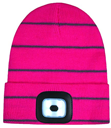 G5 APPAREL Kids Winter Beanie Hat with LED Lights Ages 5-12 Boys Girls Pink