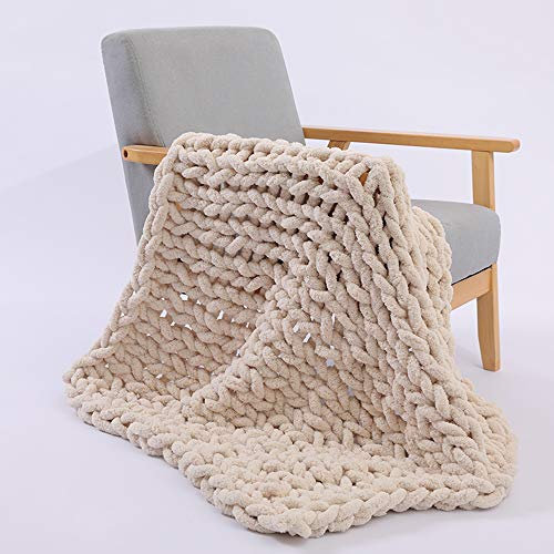 MANG Gestrickte Decke Handgefertigtes Grobe Strickdecke Wolle Garn Arm Kuscheldecke Große Klobige Stricken Decke, Schwarz/Rosa/Grau/Weiß, 100 X 120cm