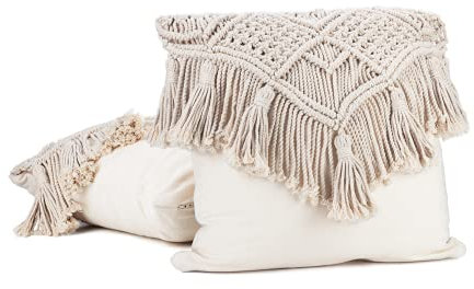 Boho-berry Set di 2 copri cuscini per divano 40x40 cm, boho arredamento etnico, perfetto come cuscini da esterno, assomigliare cuscini marocchini e cuscini orientali, intonarsi con macrame da parete