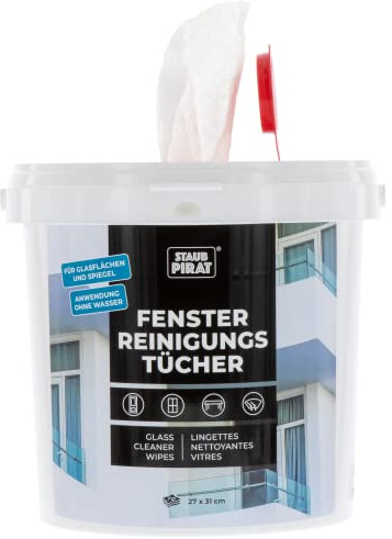 STAUBPIRAT Glasreiniger Tücher, 70 Stück | Fleckentferner Feuchttücher, Für Spiegel, Kaminglas, Vitrine, Für Badezimmerschrank, Für Windschutzscheibe