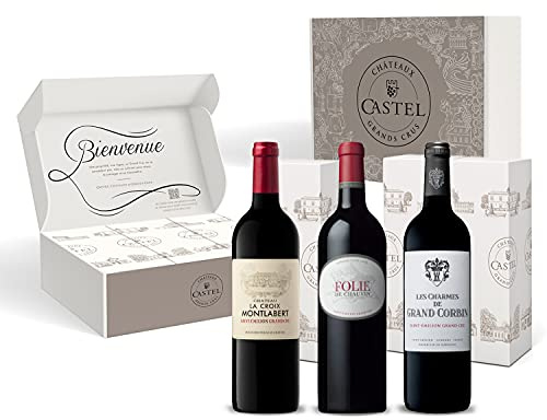 Coffret Cadeau - Vin Rouge - Coffret Découverte Saint Emilion Grand Cru : Folie De Chauvin - Charmes de Grand Corbin - La Croix Montlabert - 3x75cl