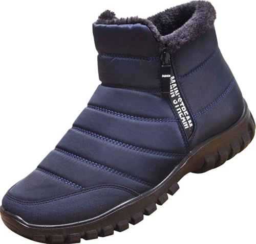GILKUO Botas de Nieve Hombre Invierno Impermeable con Cremallera Azul 45