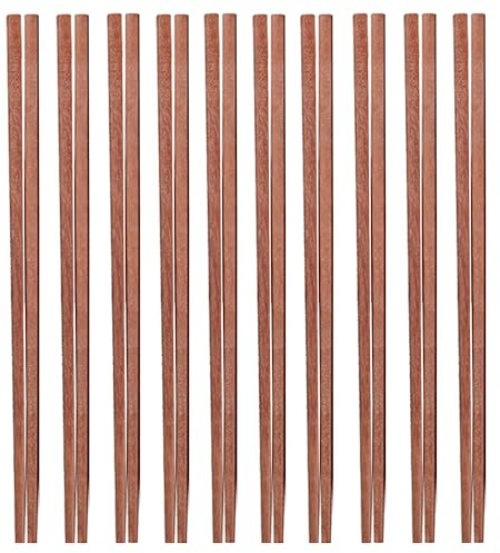 DXIA 10 paia di bacchette in legno, bacchette, riutilizzabili naturali, bacchette, bacchette cinesi per casa, hotel, ristorante, regali sushi tagliatelle giapponesi piatti lunghezza 25 cm