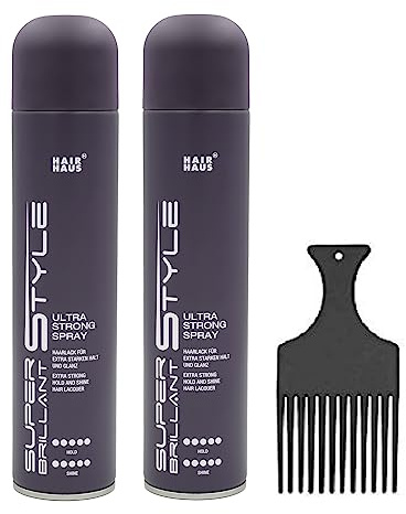 HAIR HAUS Super Brilliant Styler Haarspray ultra strong 2er Pack mit Fingerstyler