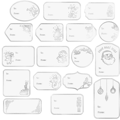 5sheets Silver Christmas Labels Stickers Gift Tags Sticky Labels for Presents Name Tags to and from Adhesive Xmas Labels