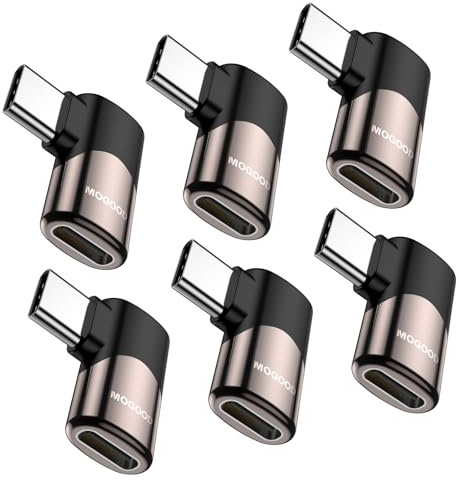 MOGOOD Adattatore USB-C 90° 40Gbps 6 Pz per Laptop Switch Smartphone VR | Adattatore usb c usb 90 gradi, 40Gbps, ricarica PD, video 8K, plug&play, compatibile dispositivi USB-C