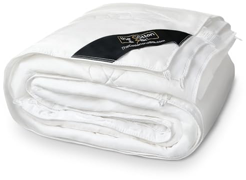 THE COTTON & SILK®️ 100% Mulberry Silk Filled Comforter for All Seasons - Luxury, Ultra Soft, Breathable, Naturally Body-Hugging Silk Duvet Insert/Bedding Blanket - Twin Size