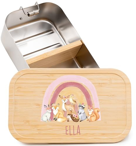 Kidsmood - Brotdose personalisiert mit Namen – Edelstahl Lunchbox mit Fächern für Kindergarten, Schule & Büro mit coolem Dinosaurier – Geschenk zur Einschulung für Kinder & Jungen
